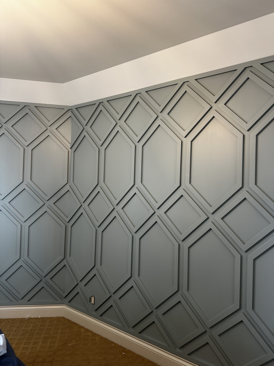 Grey geometric feature wall detail