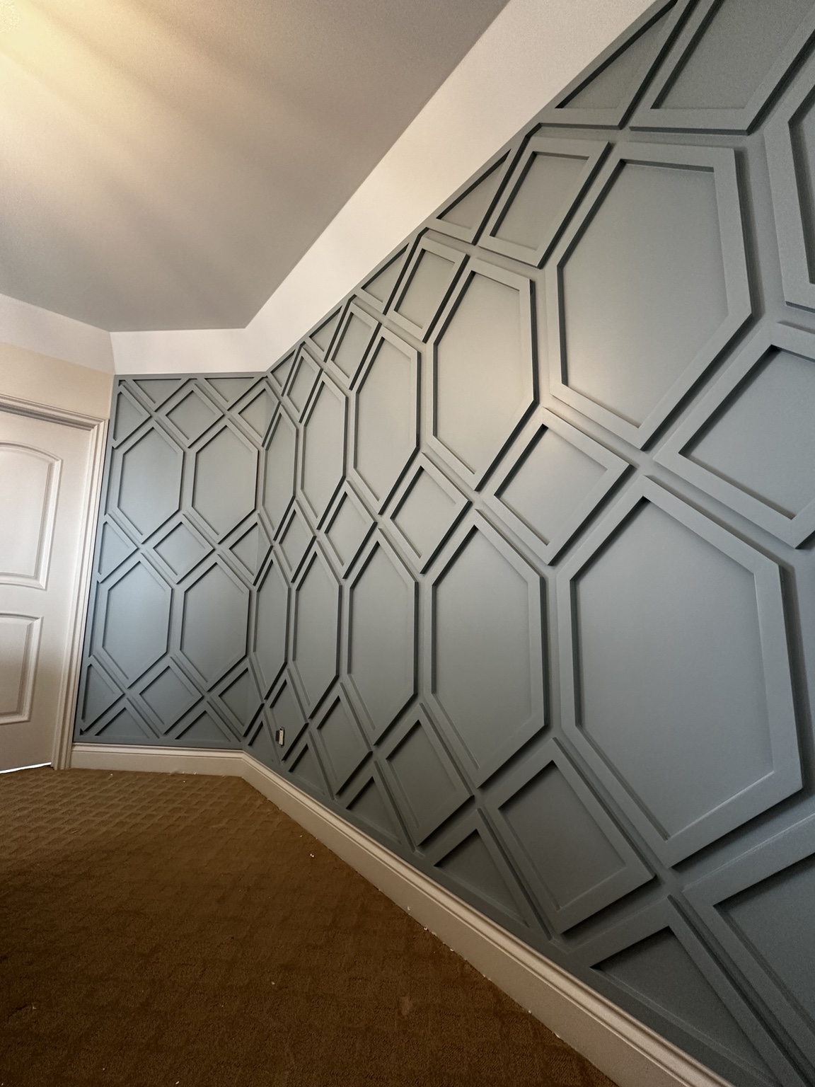 Geometric grey feature wall