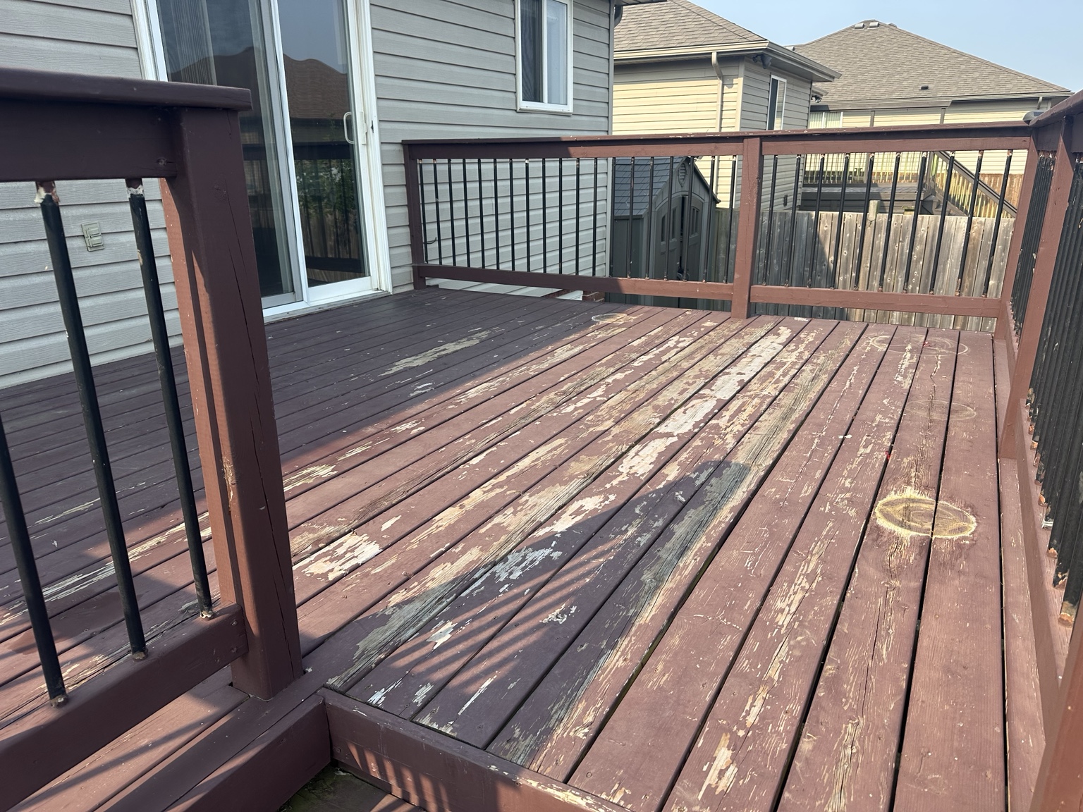 Peeling deck before restoration