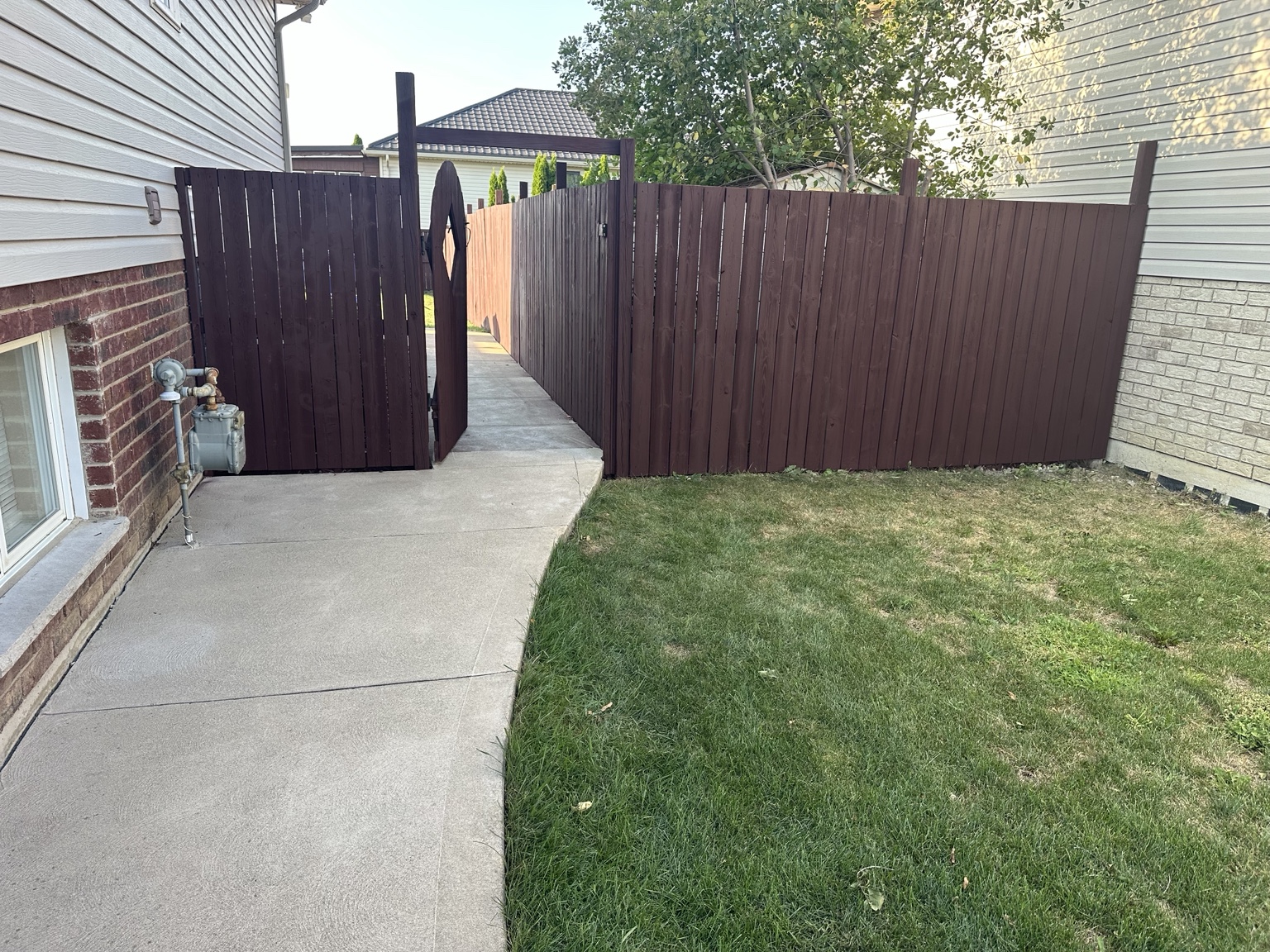 Fence gate after staining