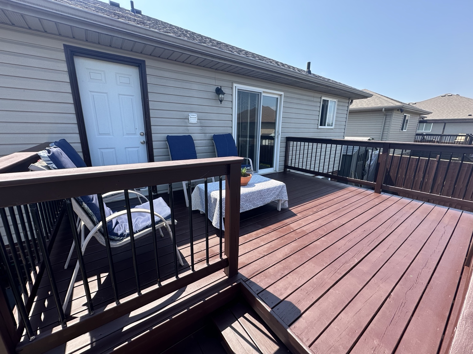Deck after warm brown staining