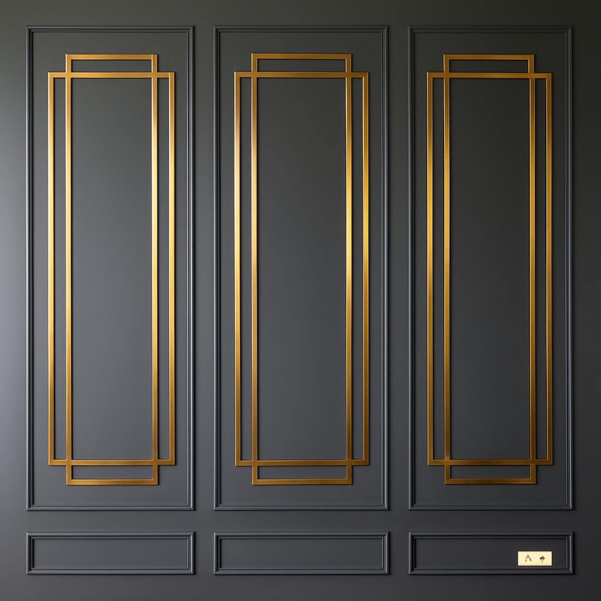 Dark classic panel moulding with gold trim