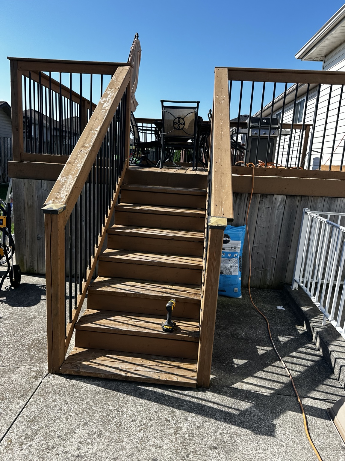 Deck stairs before staining