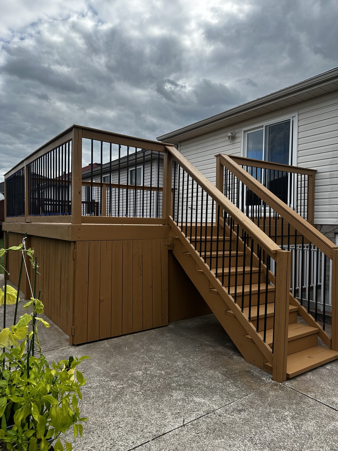 Deck stairs after staining