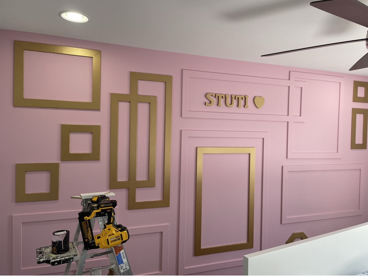 Pink and gold custom feature wall