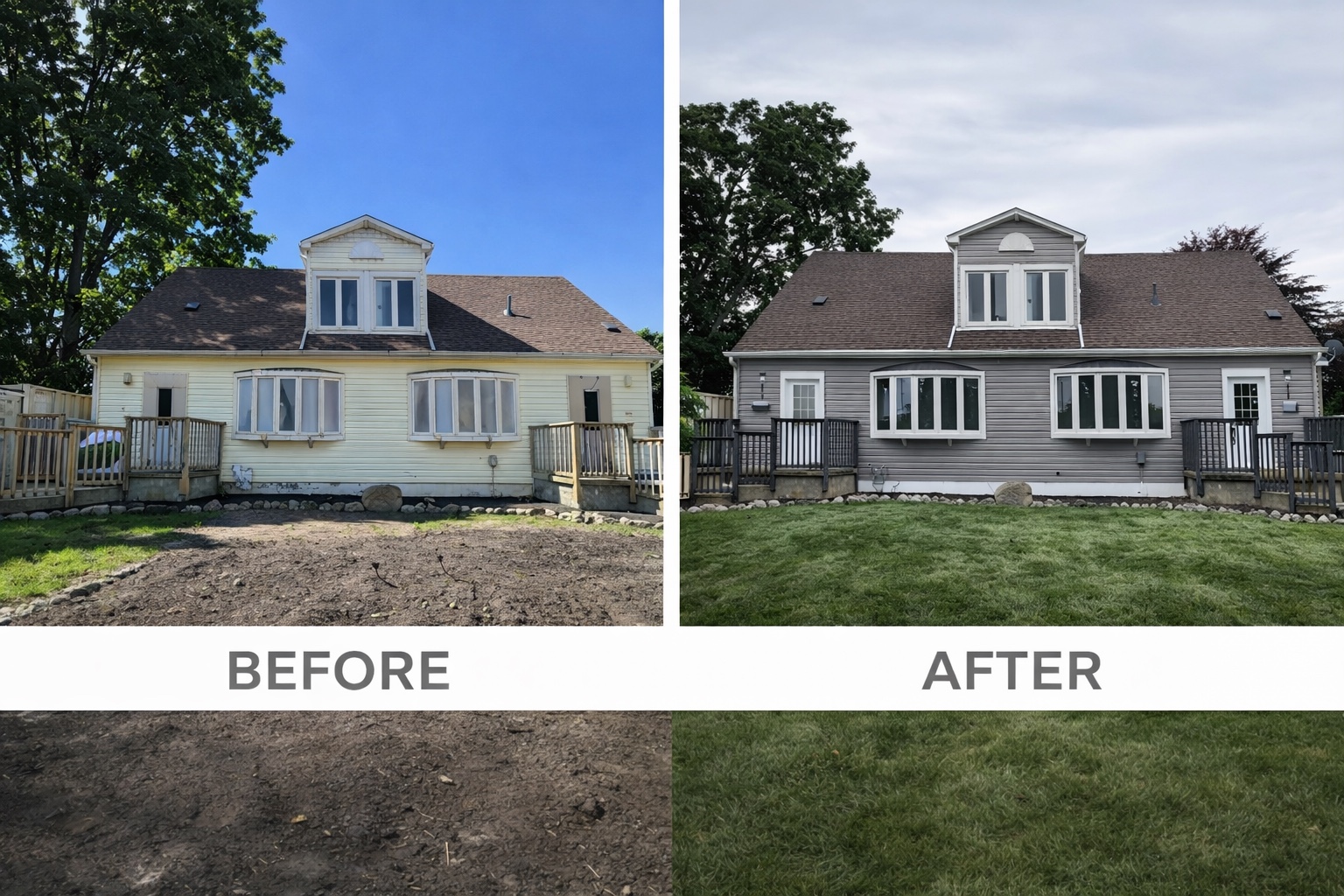 Exterior house painting before and after transformation