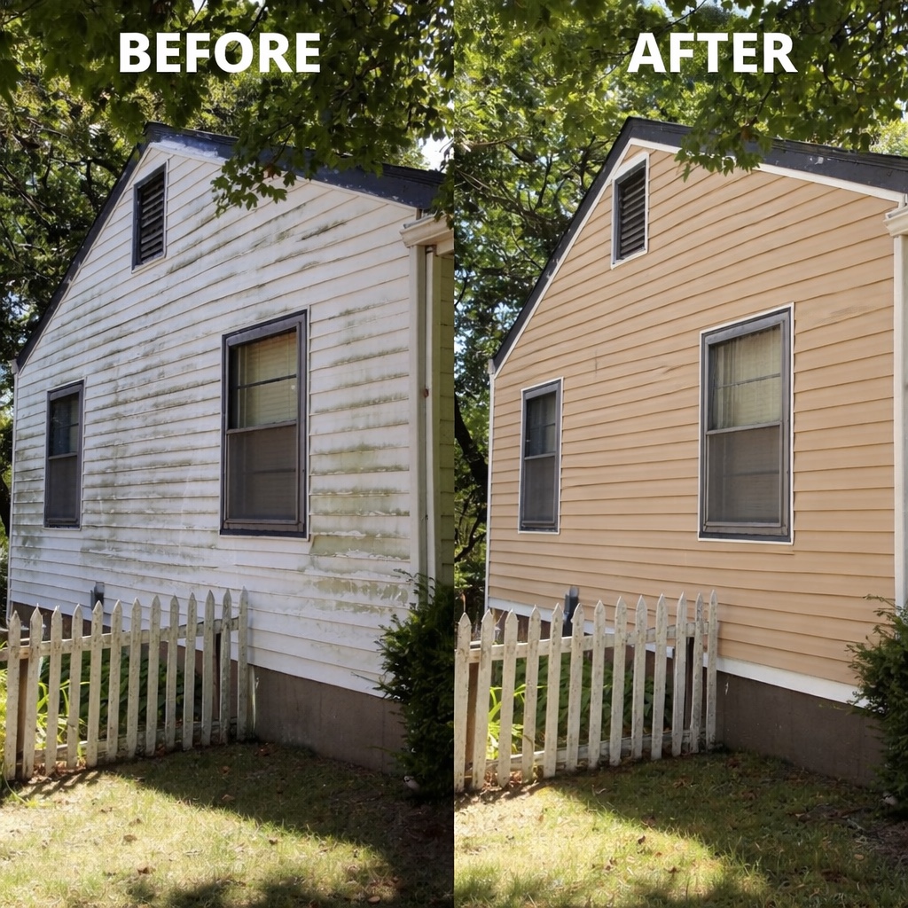 Weathered siding restored before and after