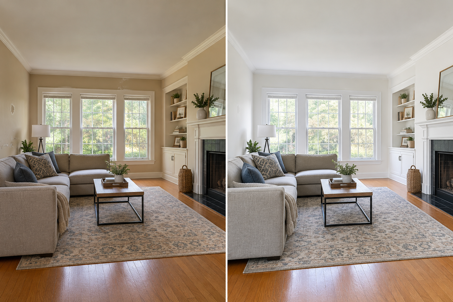 Interior painting transformation before and after